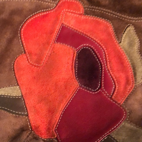 Coach size 10 brown & red suede open toe wooden clog heels - Picture 7 of 10